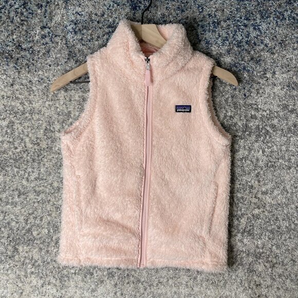 Patagonia Vest Womens Large 12 Pink Fuzzy Fleece Full Zip Sleeveless Outdoors - Picture 1 of 7